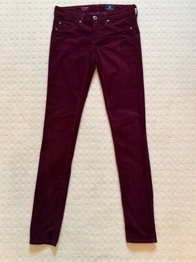 AG Adriano Goldschmied Burgundy Skinny Corduroy Pants - Size 24